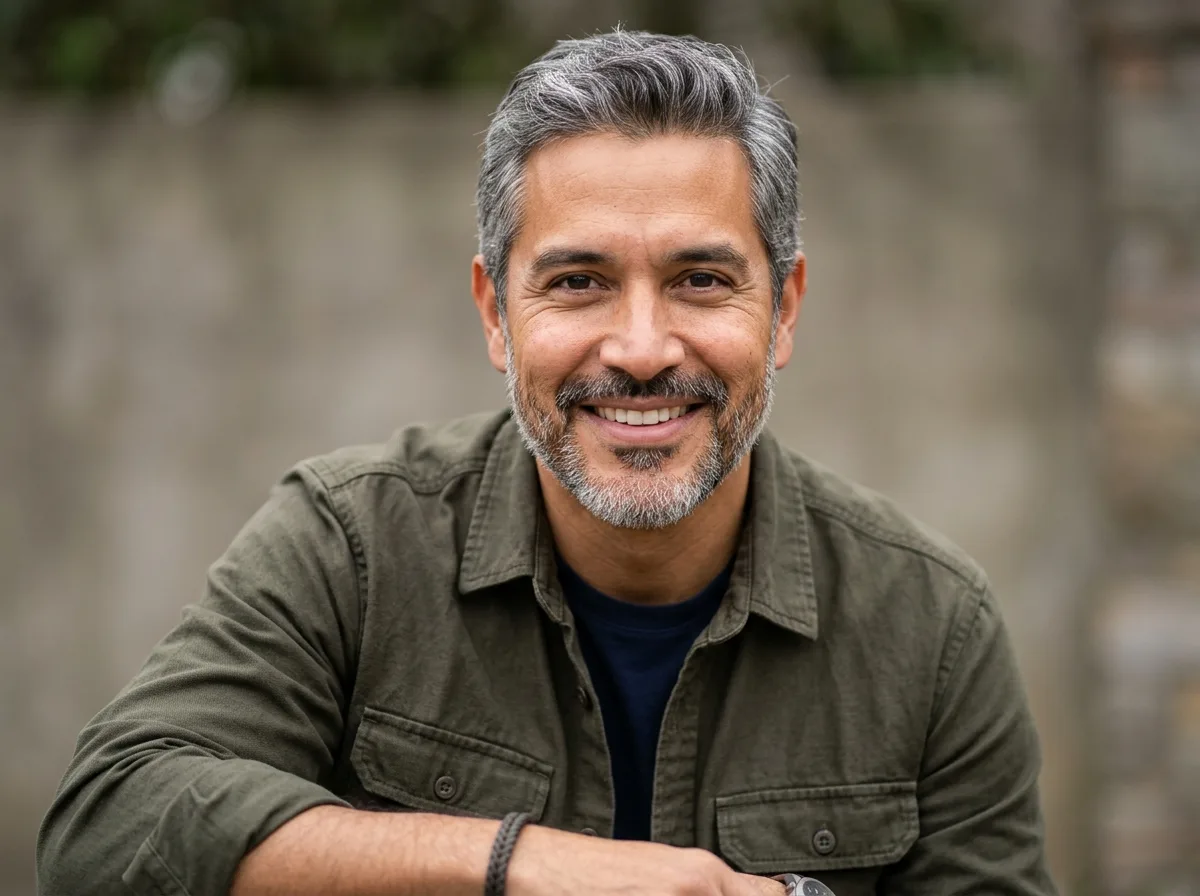 Professional headshot of Marcus Delgado, 40s male traveler, neutral background, friendly expression